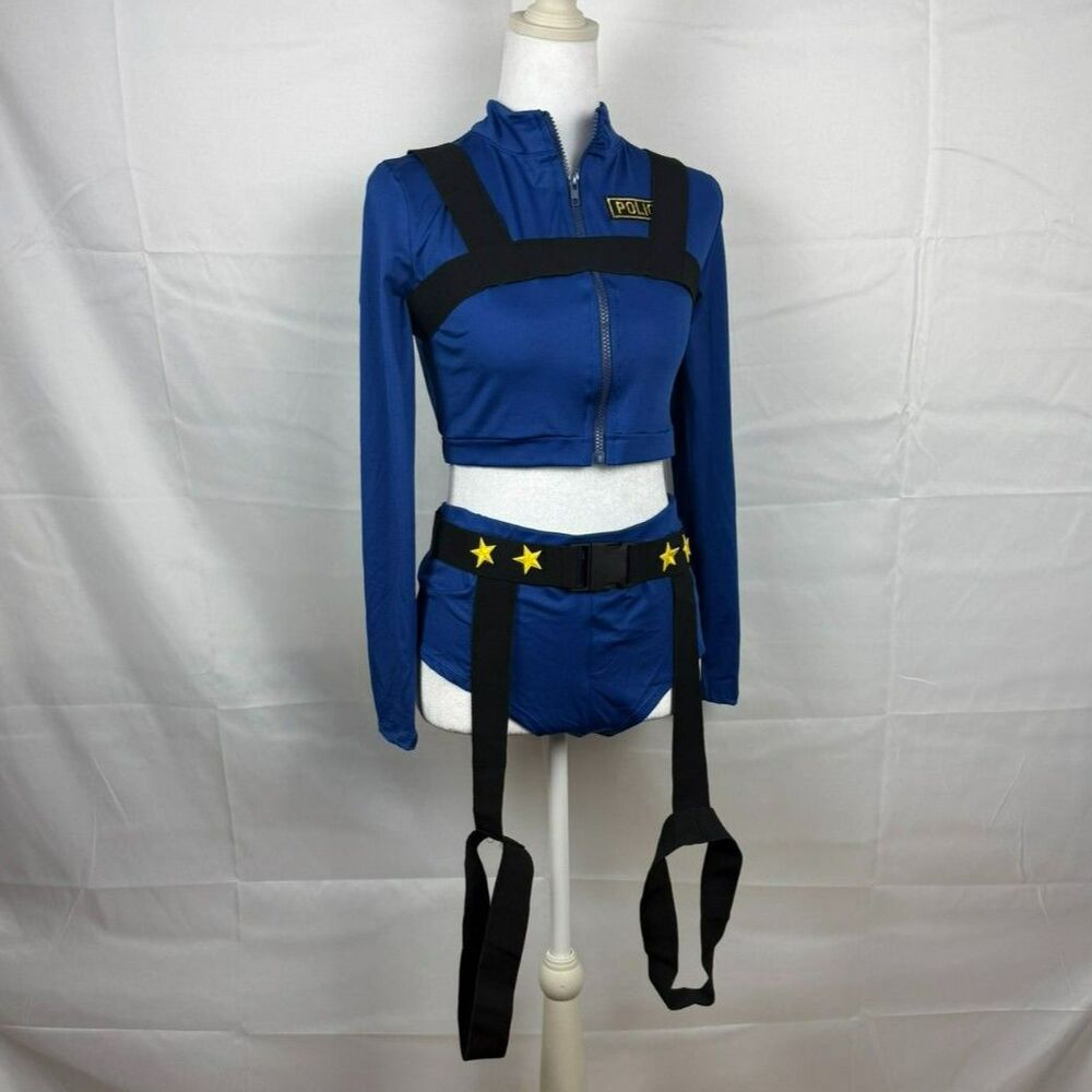 Sexy Cop Halloween Cosplay Costume 4 Piece Set - M